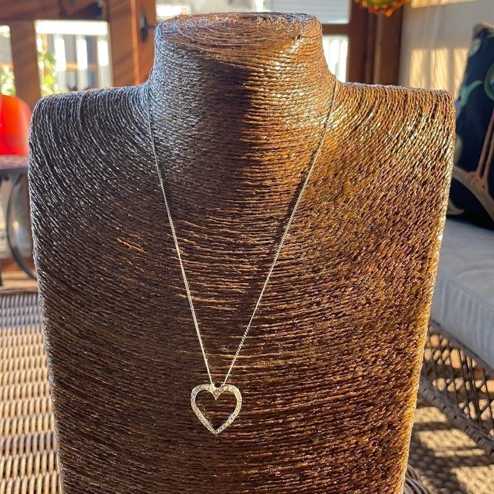 Sterling Silver Heart Necklace with Stones
